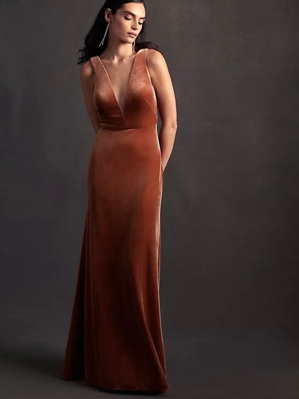 Anthropologie BHLDN Jenny Yoo Medium Pink Logan Velvet Dress Sz.2 NWT